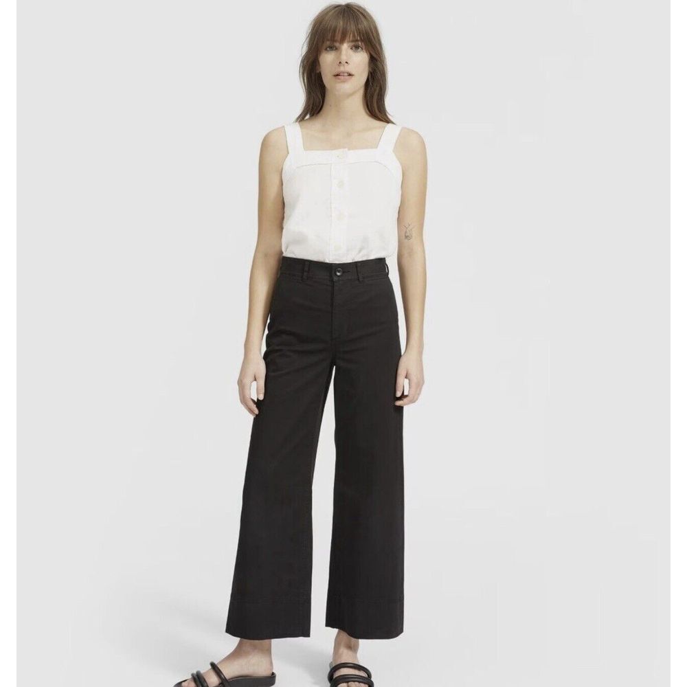 EVERLANE Lightweight Wide-Leg Crop Chino Light Black Size 8